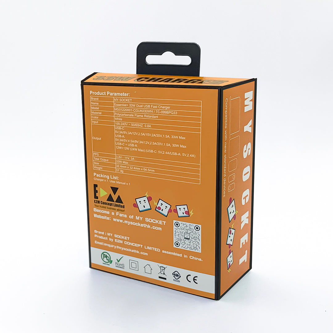 MYSOCKET 33W 雙USB迷你快速充電器