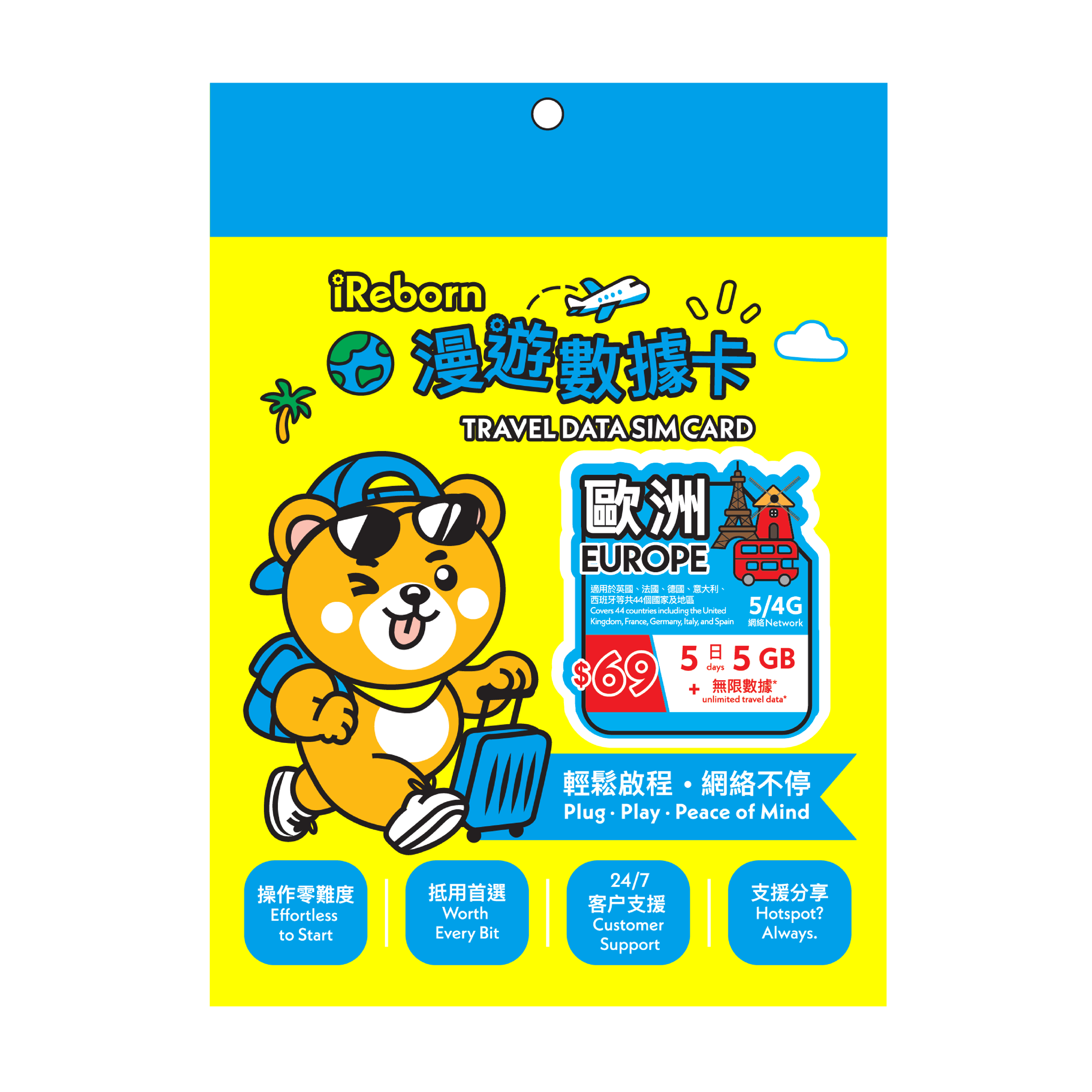 歐洲5日5GB漫遊數據卡- iReborn 漫遊數據卡