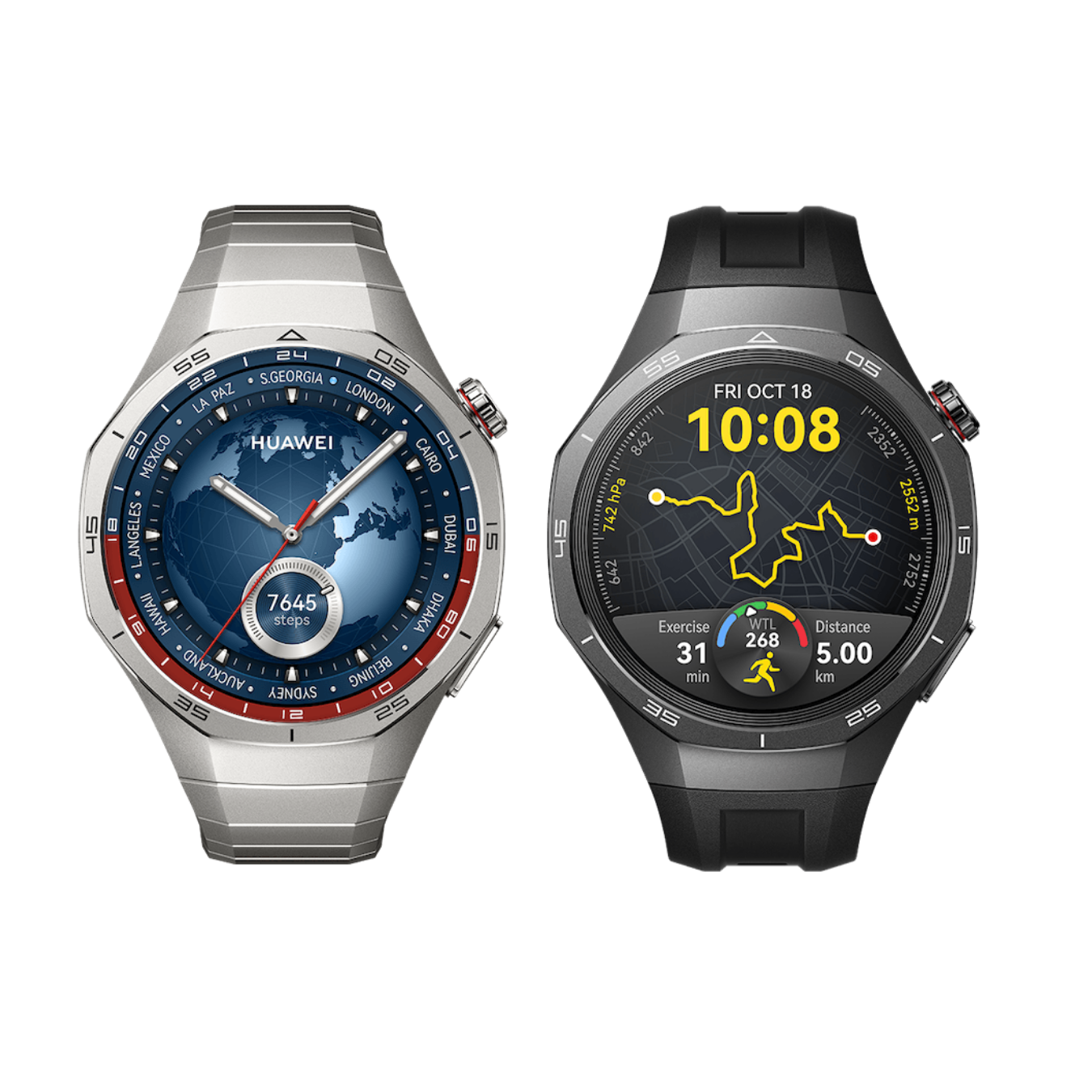 HUAWEI Watch GT 5 Pro 黑氟膠錶/銀鈦金屬錶