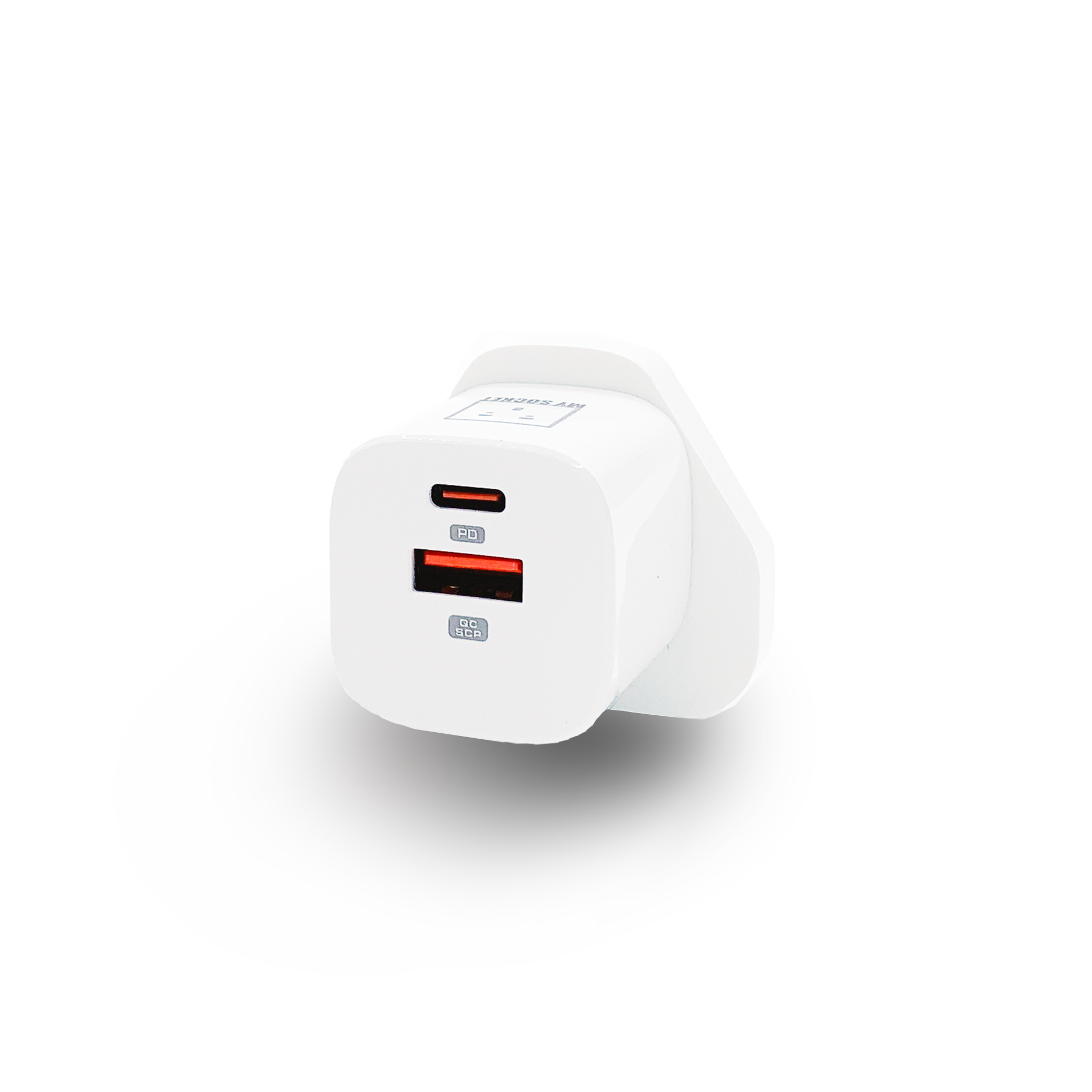MYSOCKET 33W 雙USB迷你快速充電器使用GaN快充輕巧，具有USB-A及USB-C插頭， iPhone 原廠的USB-A 或USB-C至Lightning線，或Android USB-A至Micro USB/USB-C 至USB-C線，也可以一頭同步充電。