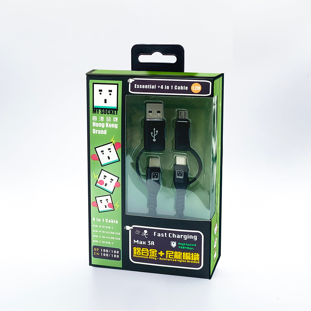 MYSOCKET USB 4合1充電線 (1.2米)