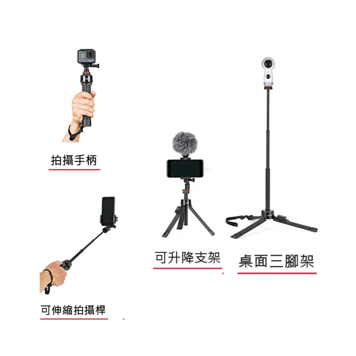 JOBY GripTight Pro 手機自拍棍三腳架（4 合 1 Vlog 支架）