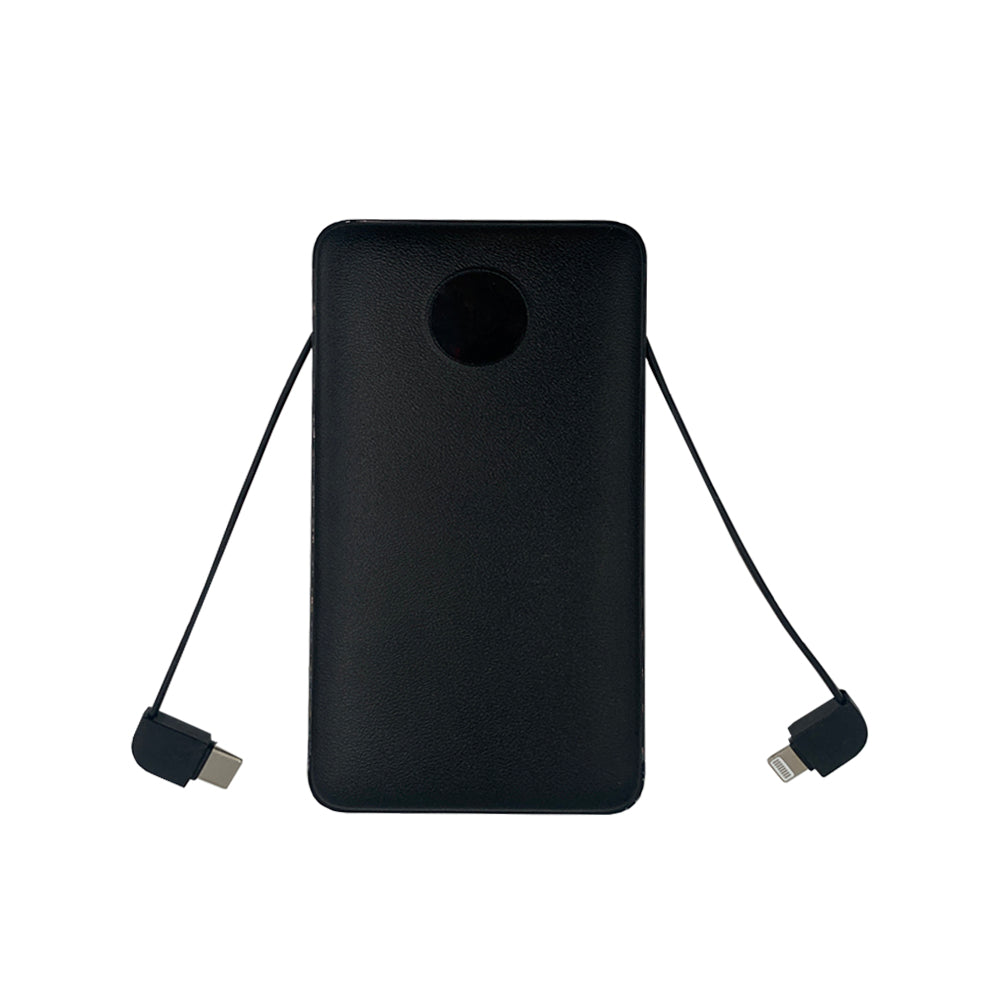 MYSOCKET Essential+ 10000mAh LC 有線行動電源，黑色和白色可選，輕巧便攜，為智能手機和平板提供長時間電量。